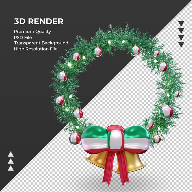 PSD 3d guirlanda de natal da itália renderização vista frontal