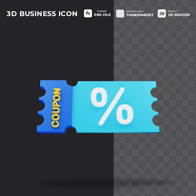 3D-Gutscheinsymbol mit transparentem Hintergrund für Unternehmen