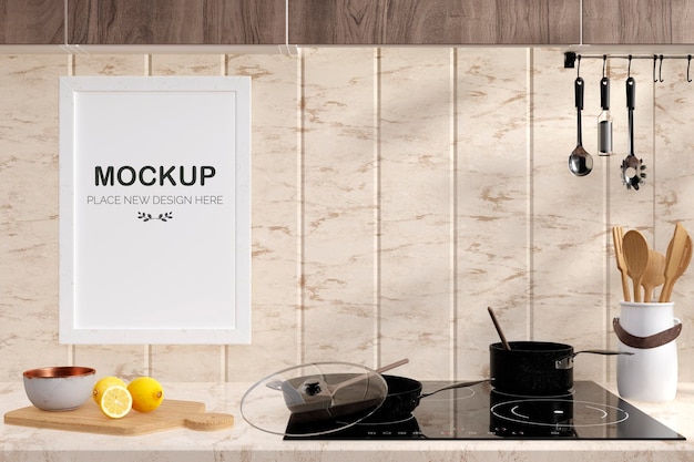 3d ha reso l'illustrazione di una moderna stufa elettrica con utensili da cucina in una cucina illuminata dal sole
