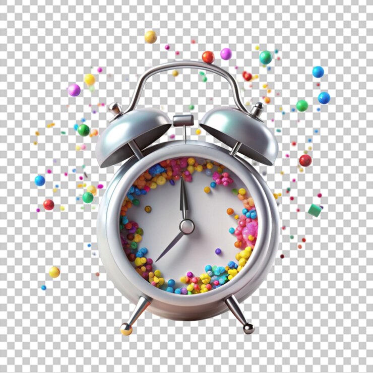 PSD 3d hacer reloj de despertador mínimo con floa colorido png