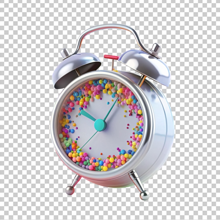 PSD 3d hacer reloj de despertador mínimo con floa colorido png