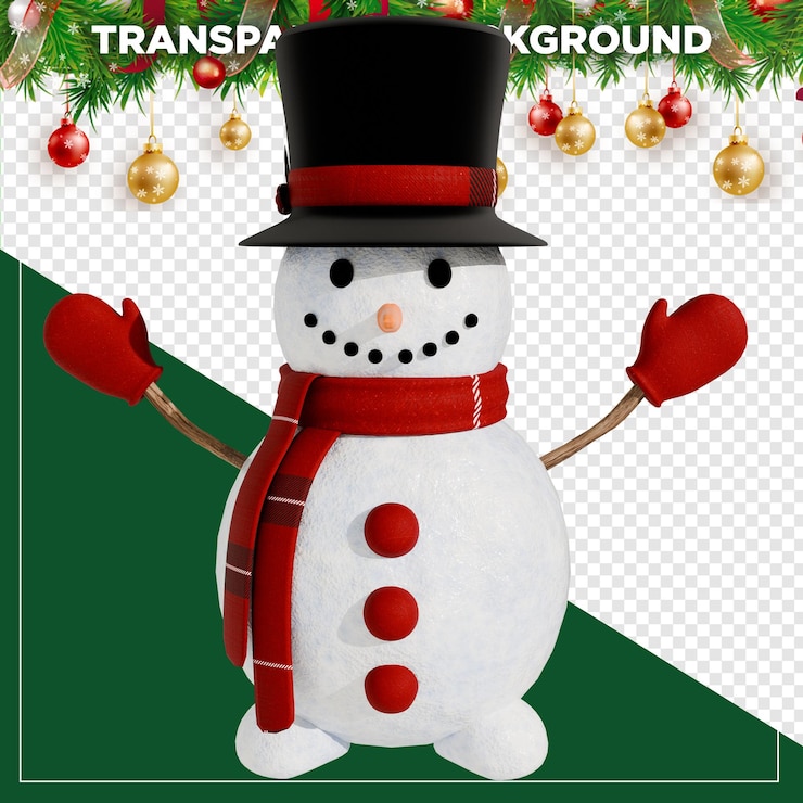 PSD 3d hacer el sr. hombre de nieve navidad con fondo transparente