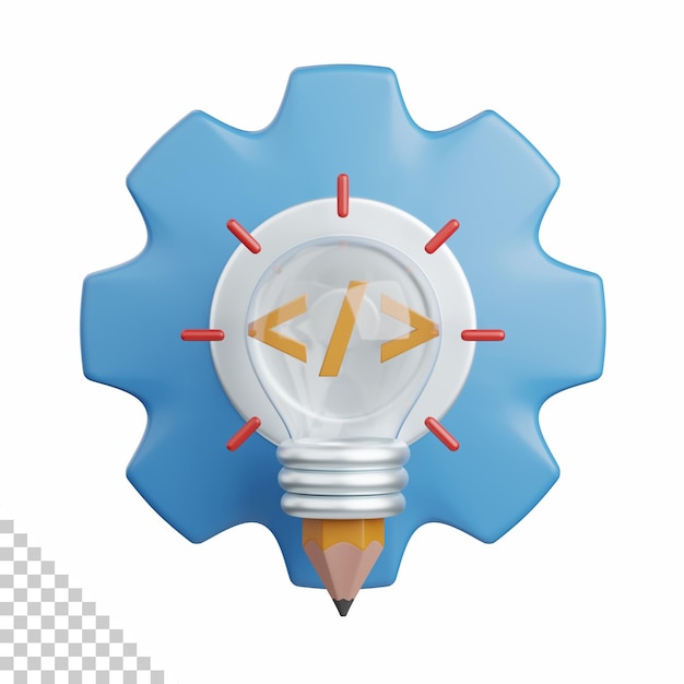 3d haciendo codificación creativa aislada útil para la tecnología, programación, desarrollo, codificación, software, aplicación, computación, servidor y elemento de diseño de conexión
