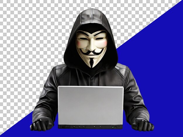 PSD 3d hacker anonymous anonymous hacker man hacking secur auf durchsichtigem hintergrund