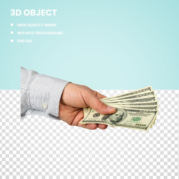 3d hält eine dollarhand