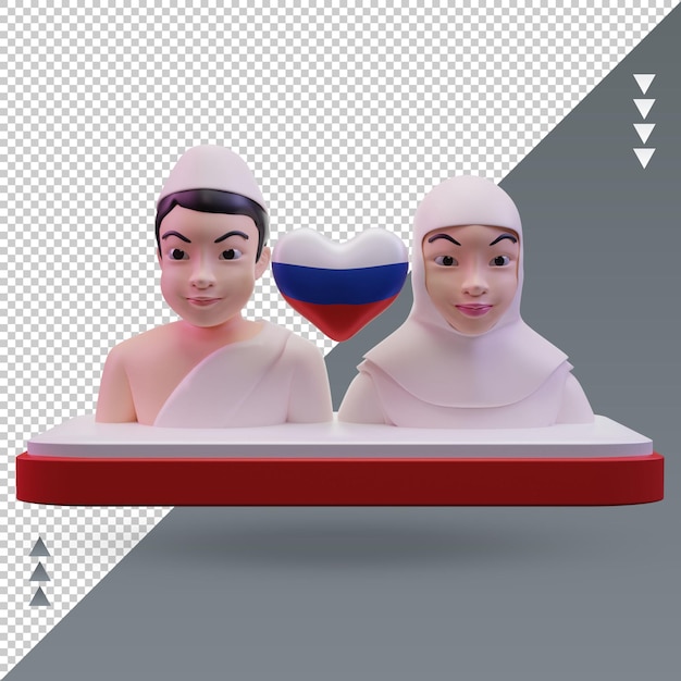 PSD 3d hajj amor bandeira russa renderização vista frontal