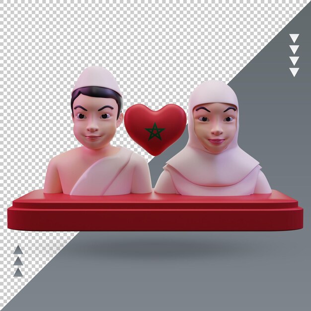 3d Hajj Amour Maroc Drapeau Rendu Vue De Face