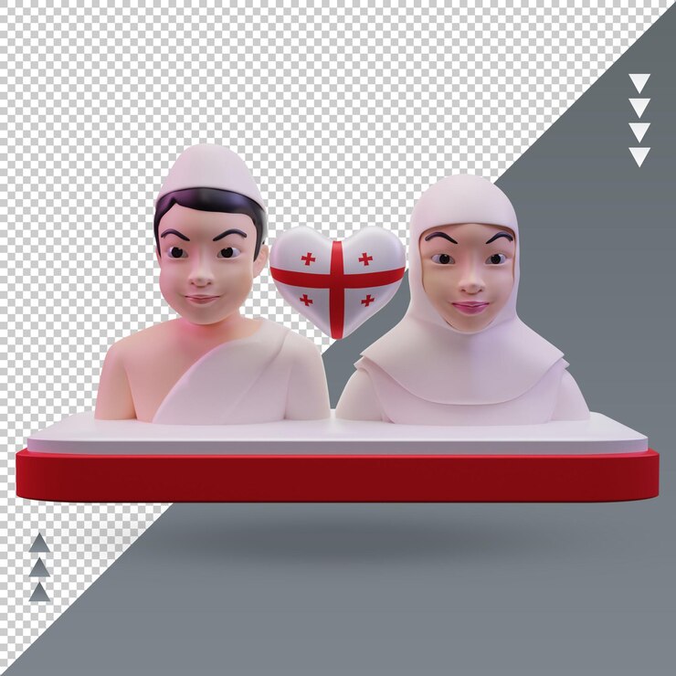 PSD 3d hajj love bandera de georgia renderizado vista frontal