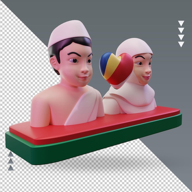 PSD 3d hajj love bandera de seychelles renderizado vista izquierda