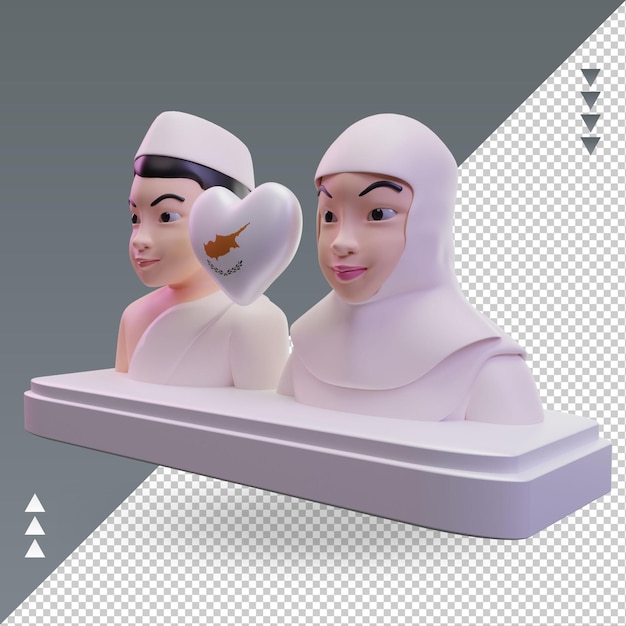 3d hajj love drapeau chypriote rendu vue droite