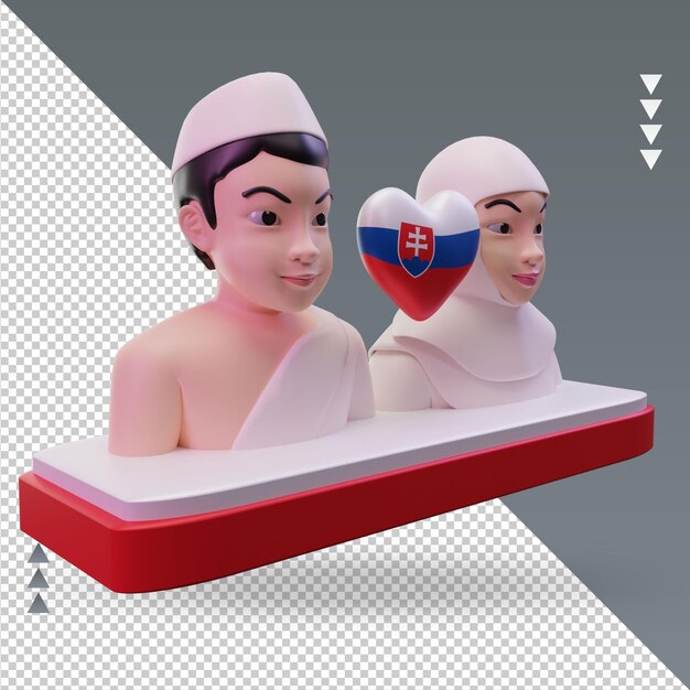 3d hajj love eslovaquia bandera renderizado vista izquierda