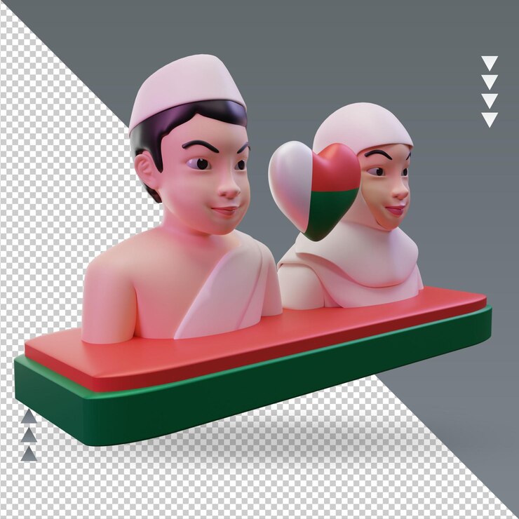 PSD 3d hajj love madagascar flag rendering vista izquierda