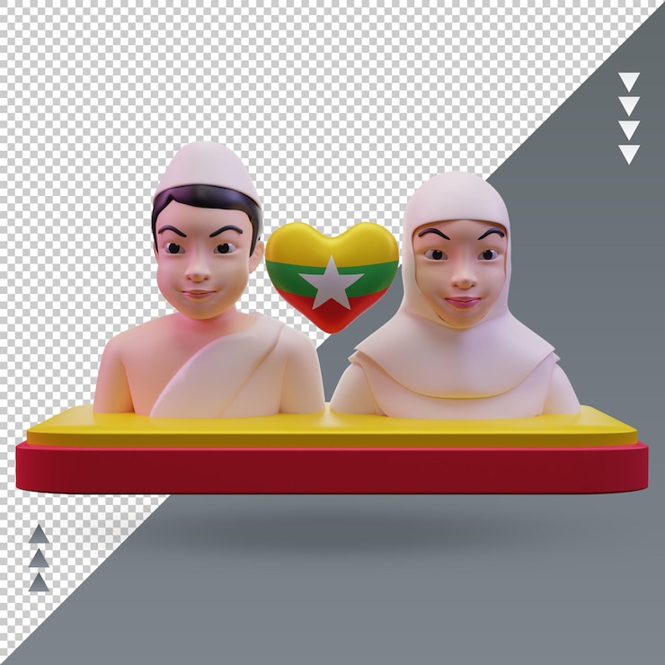 PSD 3d hajj love myanmar flag rendering front view