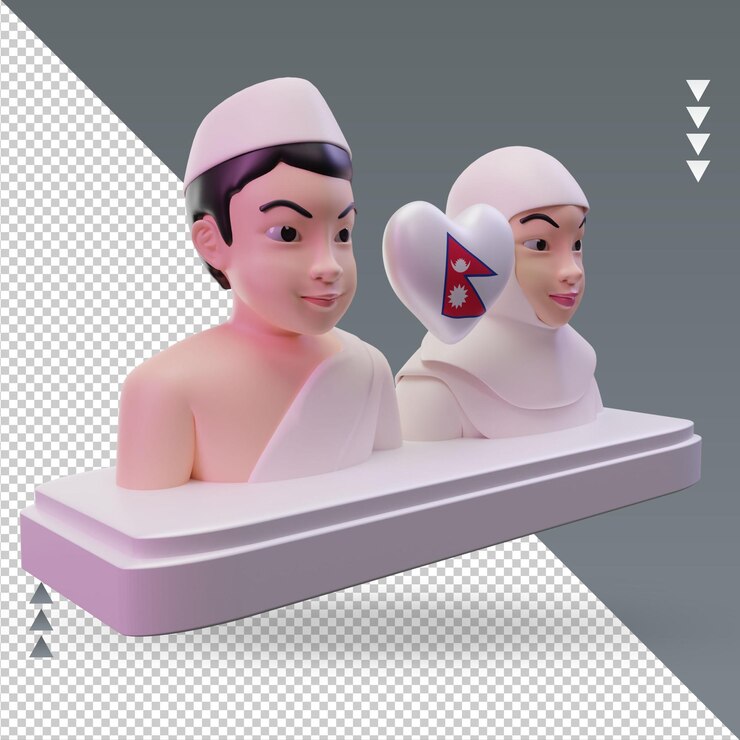 PSD 3d hajj love nepal flag rendering vista izquierda