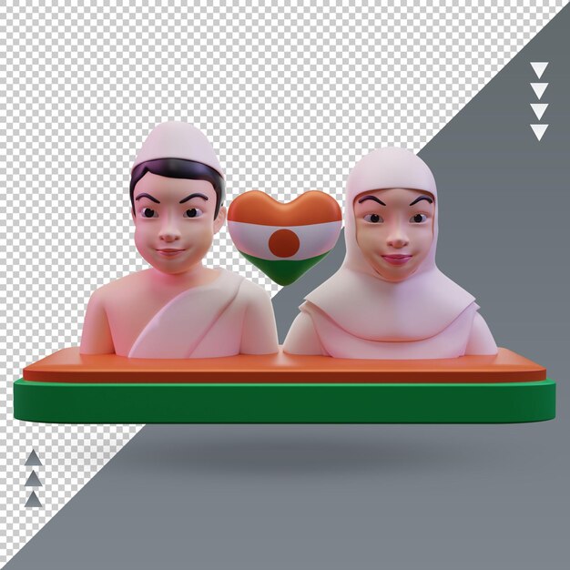 3d hajj love niger flag rendering front view