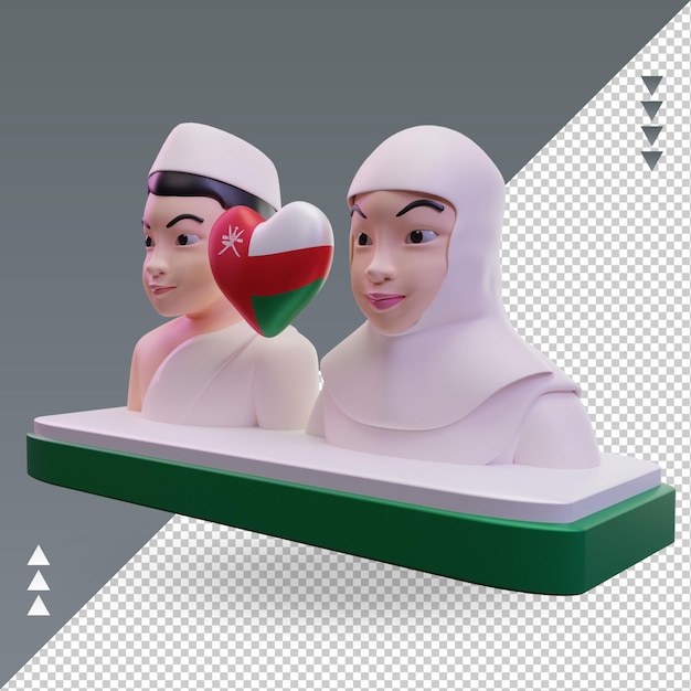 3d hajj love Oman flag rendering vista derecha