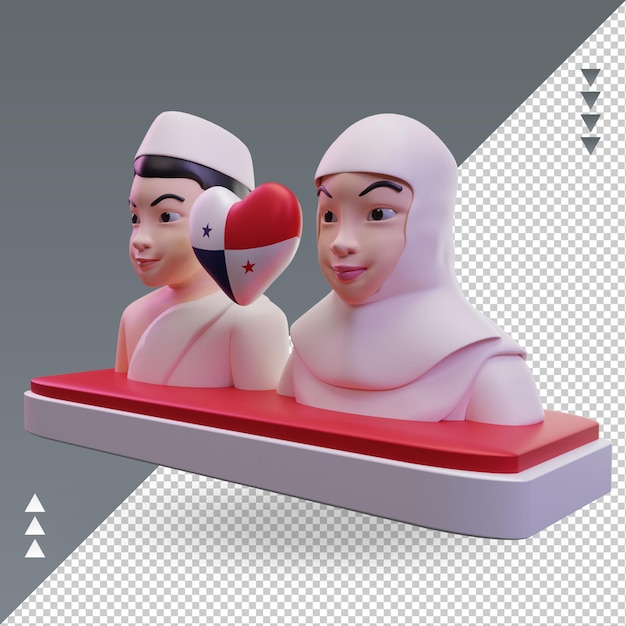 3d hajj love Panama drapeau rendu vue droite
