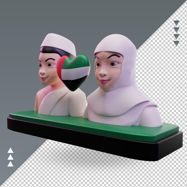 PSD 3d hajj love united arab emirates flag rendering vista derecha