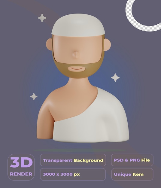 3d-hajj-mann-illustration mit transparentem hintergrund