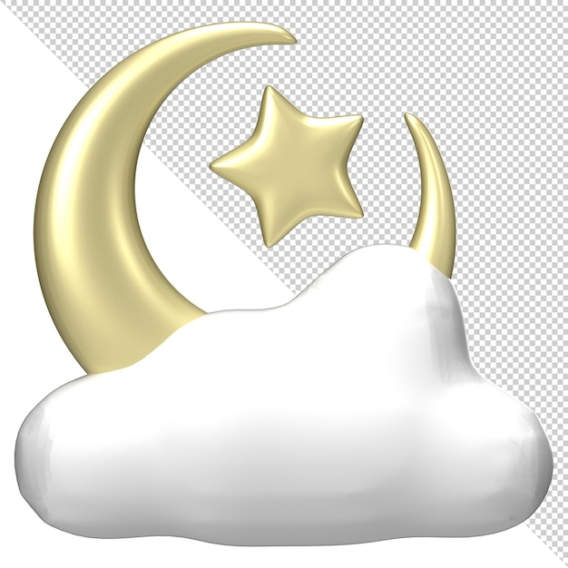 3d Halbmond mit Wolken für Ramadan und Eid Illustration