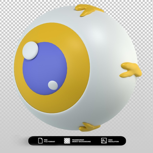 PSD 3d halloween icono de un ojo ilustración aislada