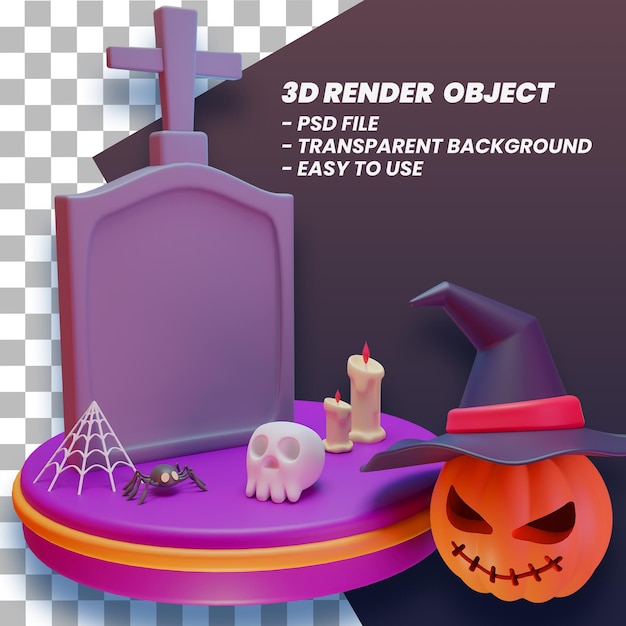 3D-Halloween-Illustration Premium PSD