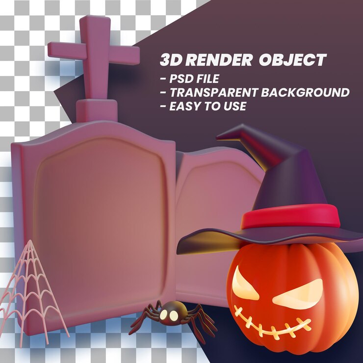 PSD 3d-halloween-illustration premium psd