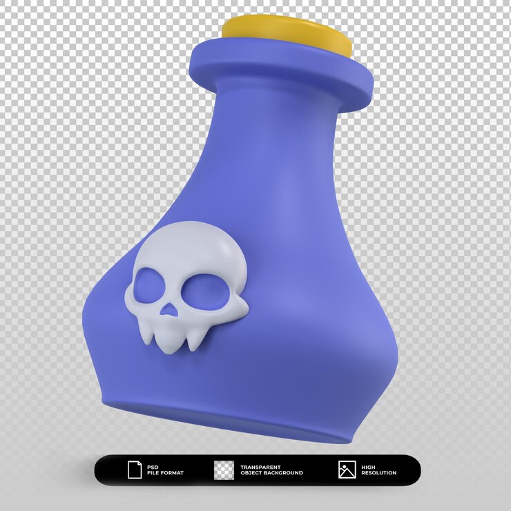 PSD 3d halloween poción botella icono aislado ilustración