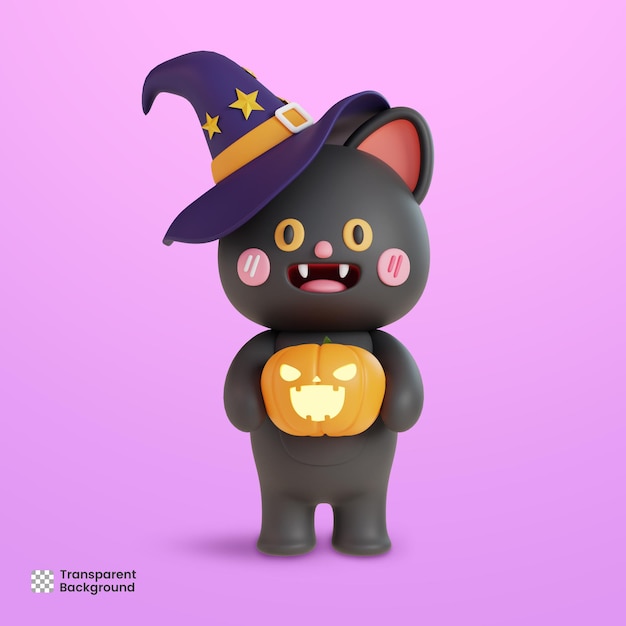 3d-halloween-schwarze katze