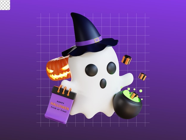 3D-Halloween-Symbol Illustration Hexengeist machen Trank