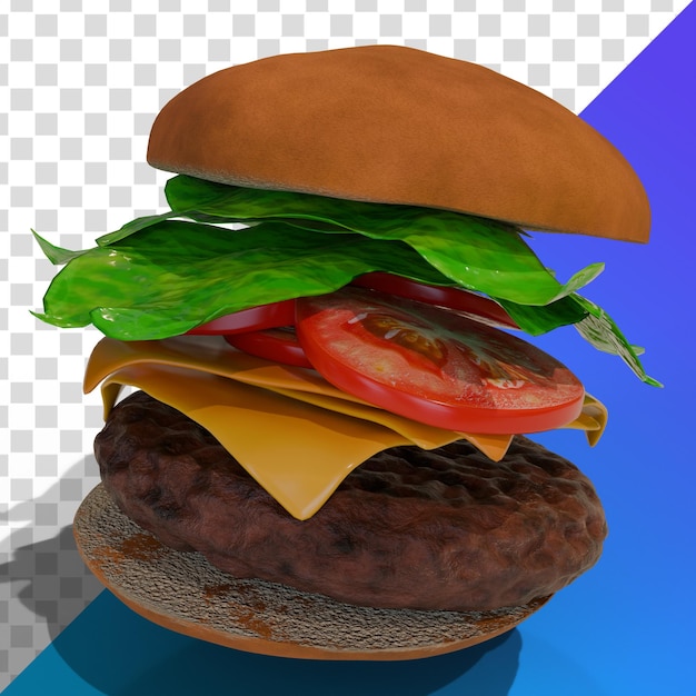 PSD 3d-hamburger ohne hintergrund