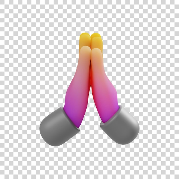 3d-hand beten symbol. gebet 3d-cartoon-arm rendern. geste der hoffnung.