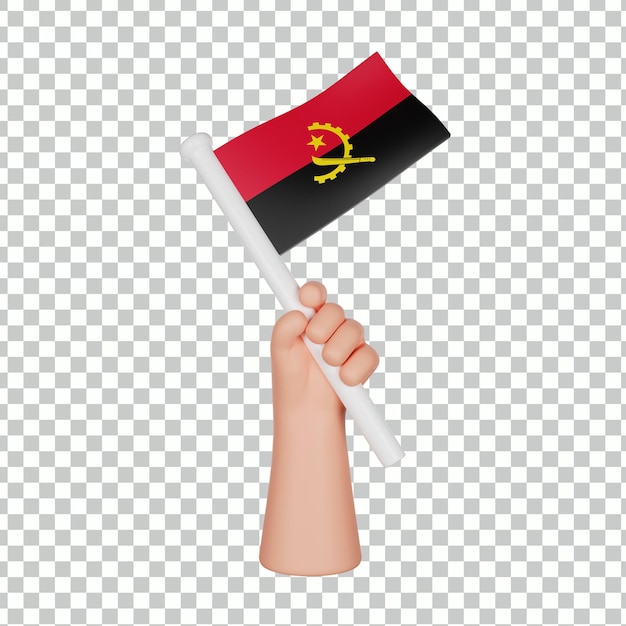 3D-Hand, die eine Flagge von Guinea-Bissau hält