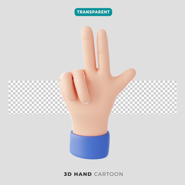 3d-hand drei finger und daumen hoch gestensymbol