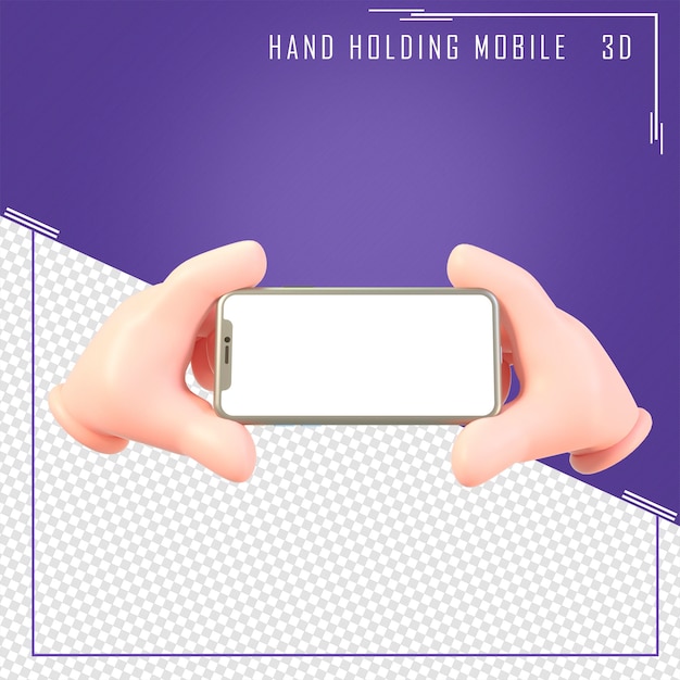 3D-Hand halten Handy mit weißem Bildschirm white