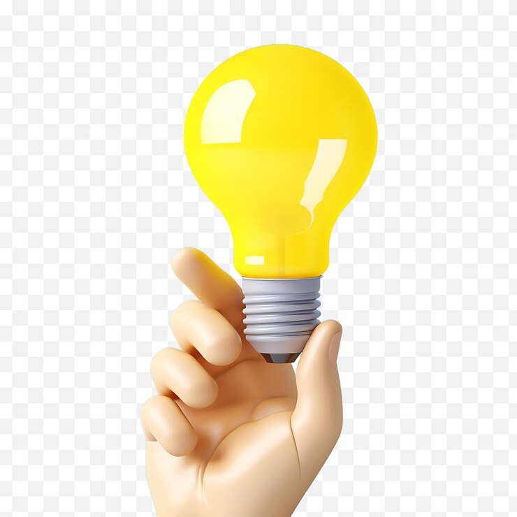 3d hand holding a light bulb
