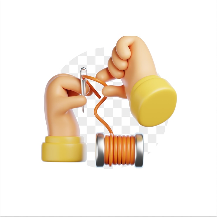 PSD 3d hand make a craft sewing (costura a mano in 3d)