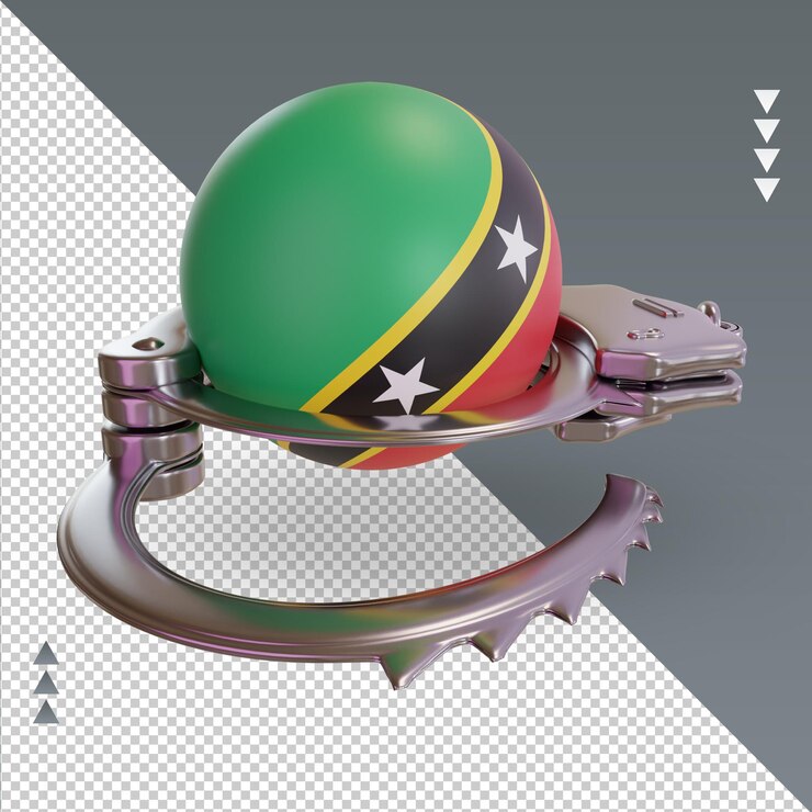 PSD 3d handcuff st kitts and nevis flag rendering left view