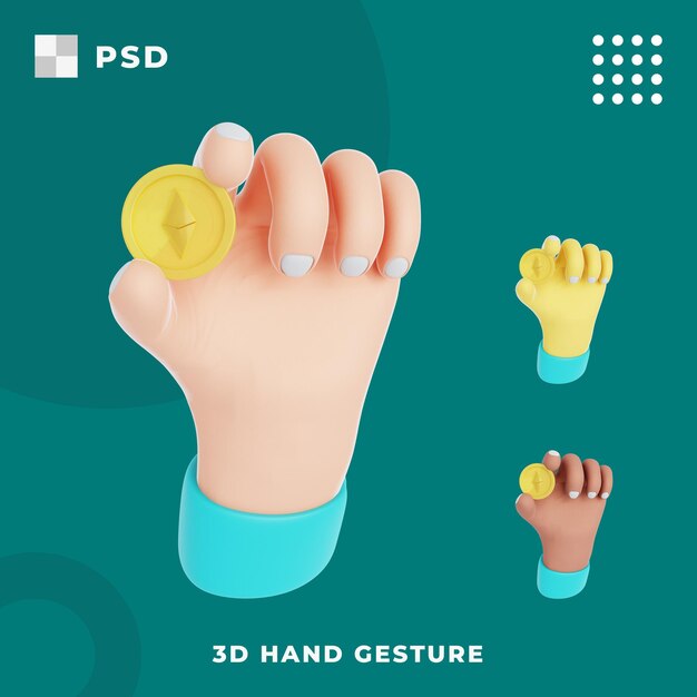 3d-handgeste mit hold-ethereum