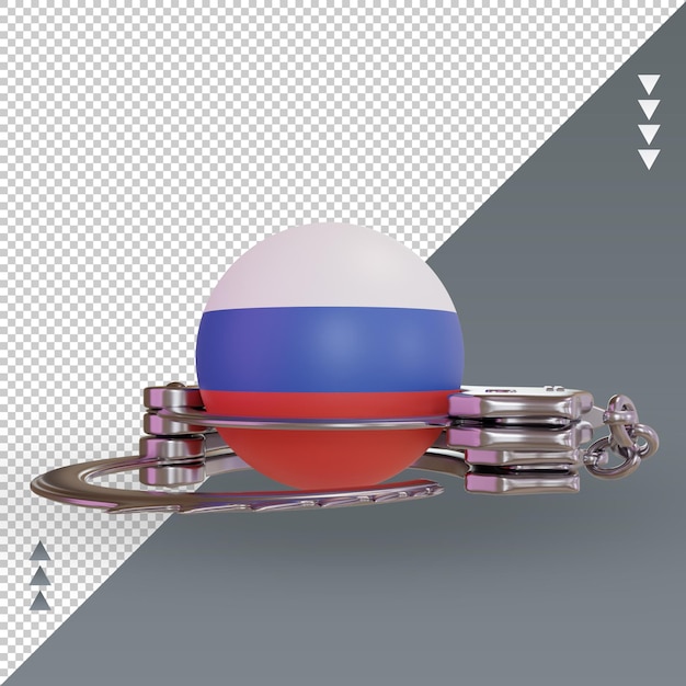 PSD 3d-handschellen russische flagge, die vorderansicht rendert