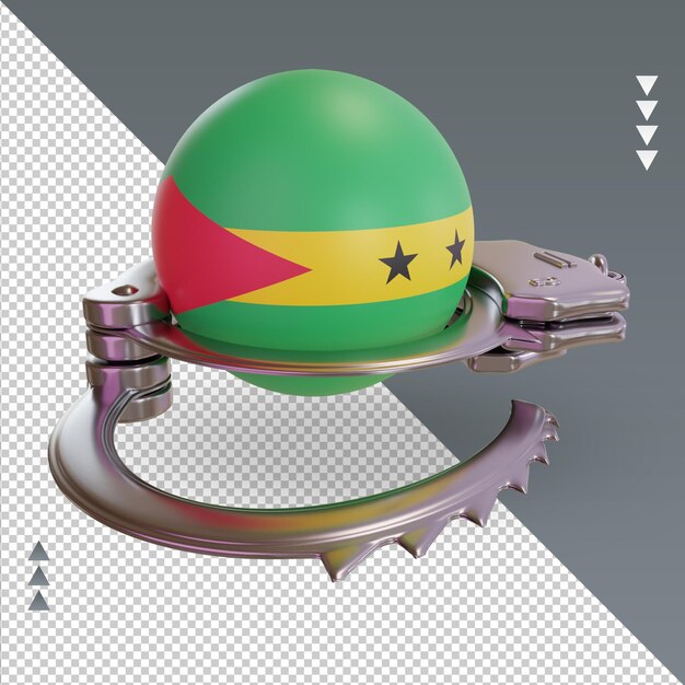 PSD 3d-handschellen sao tome und principe flag rendering linke ansicht