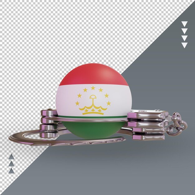 PSD 3d-handschellen tadschikistan flagge rendering vorderansicht