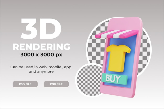 3d-handy-shop-illustrationsobjekt mit transparentem hintergrund