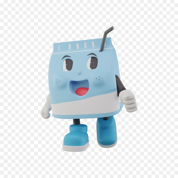 3d Happy Milk Box Character