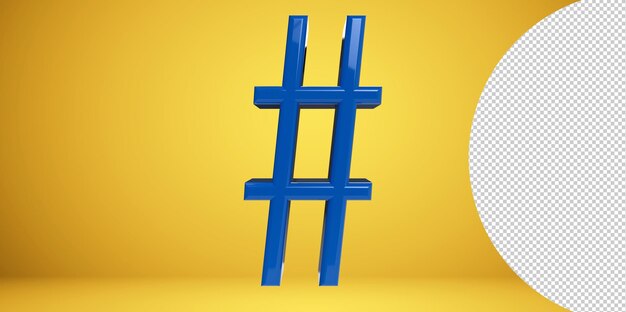 3d hashtag azul signo fondo transparente