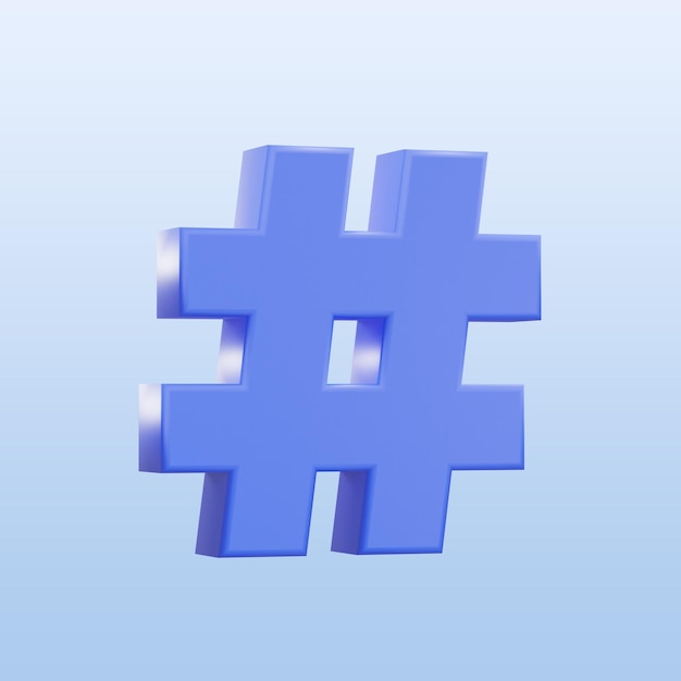 3d-hashtag-symbol in 3d-rendering durchsichtig