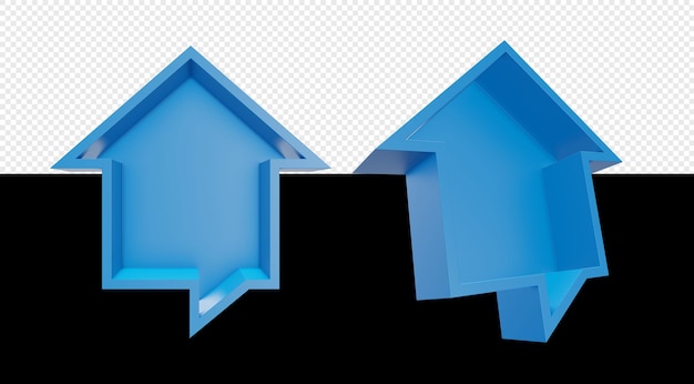 3D-Haus-Illustration mit Chat-Blasenformen isoliert