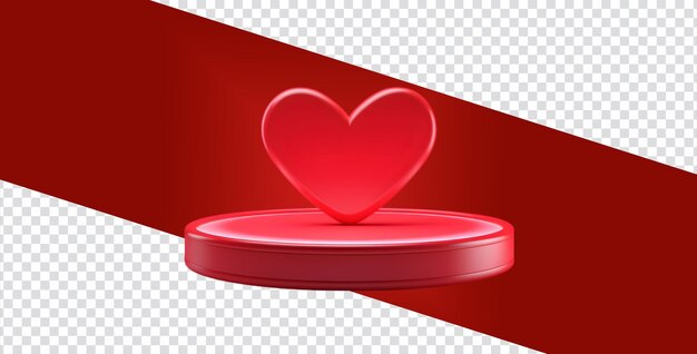 3D Heart Podium Ideal for Beauty Products Celebrate Love Isolated on Transparent Background