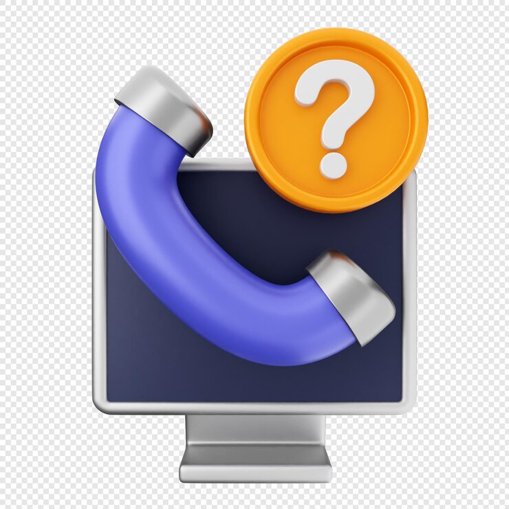 PSD 3d helpdesk centro de apoyo servicio de llamada pc signo de pregunta