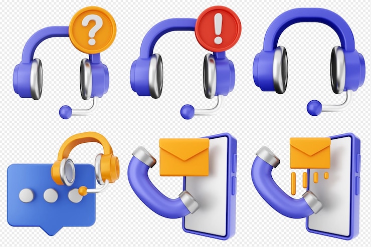 PSD 3d helpdesk support center servizio clienti set di icone bundle
